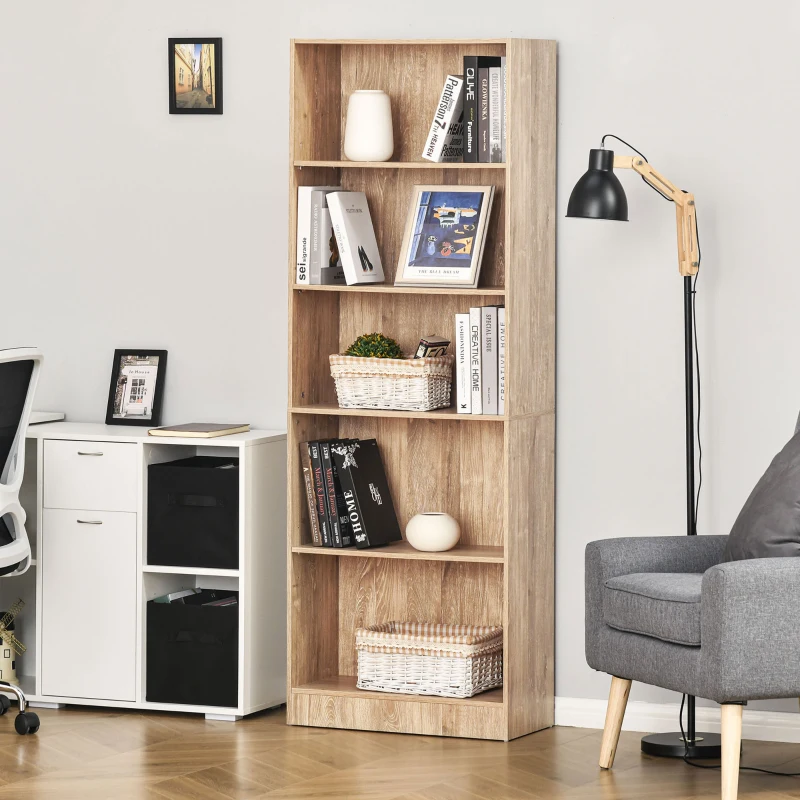 5-Tier Bookcase, Storage Bookshelf, Display Shelves with Adjustable Shelves