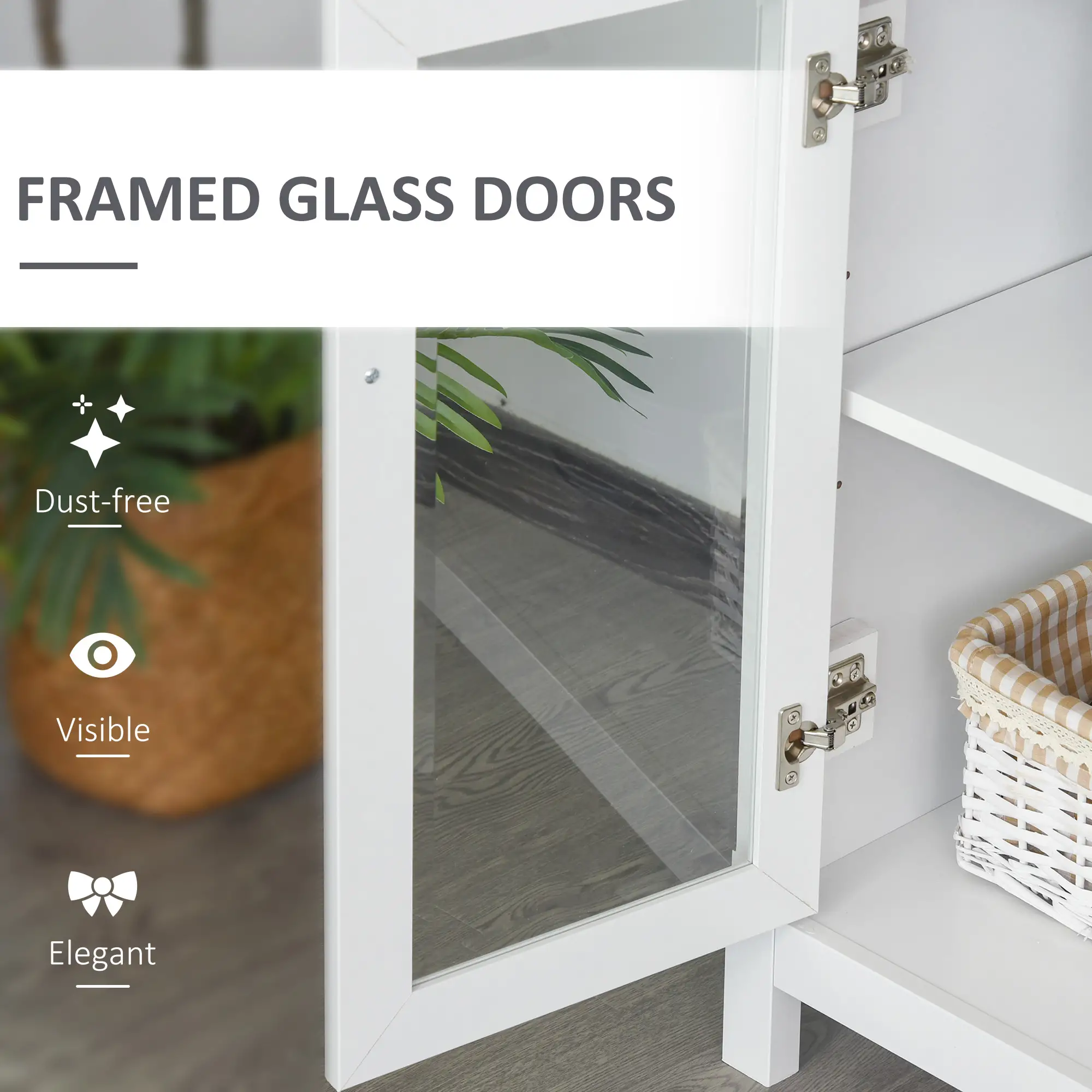  3-Tier Multifunctional Bookcase, Storage Bookshelf, Display Shelves with Glass Doors and Adjustable Shelves