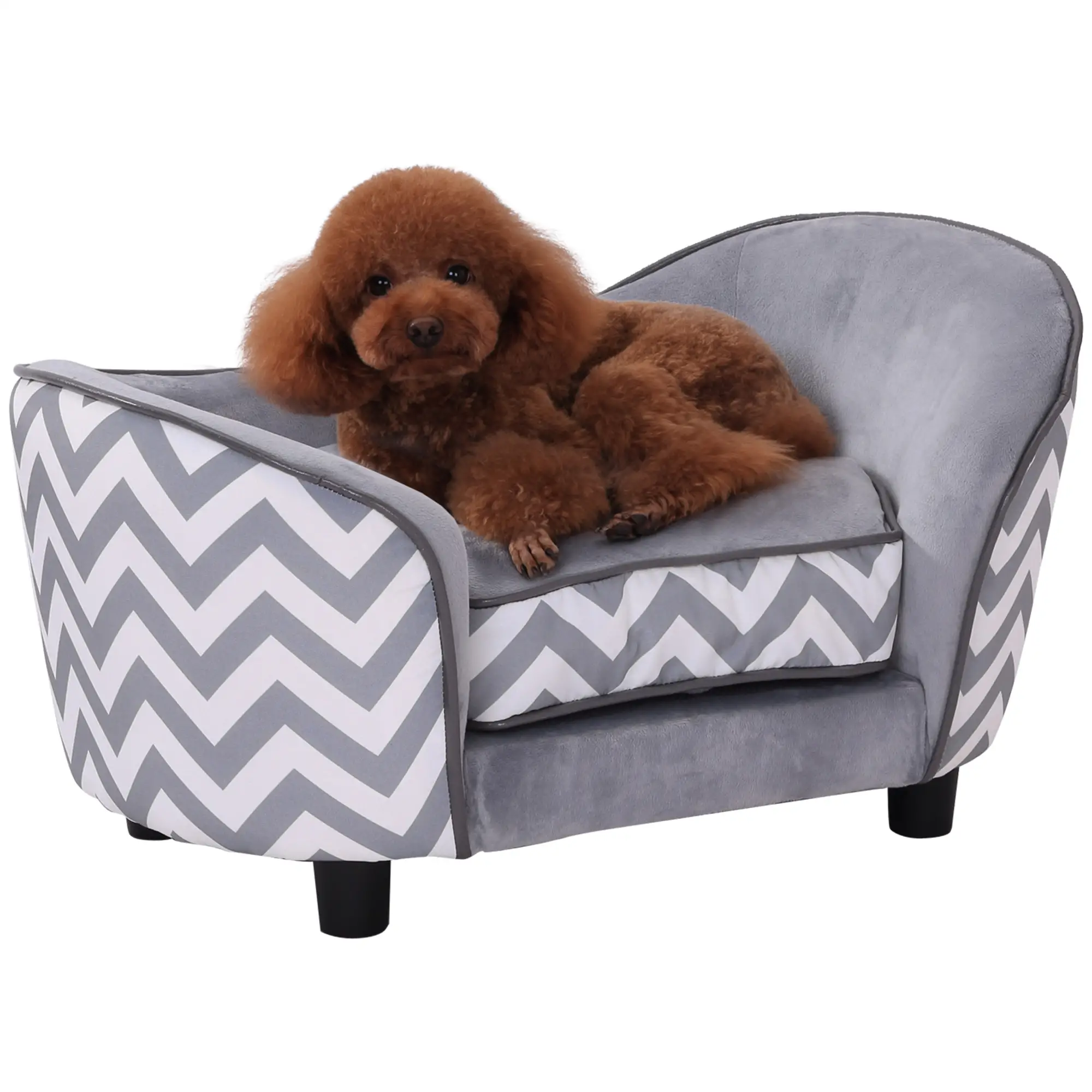 Pet Sofa Elevated Dog Bed Raised Cat Couch Puppy Furniture for Small Sized Dogs with Storage Removable Cushion Cover 