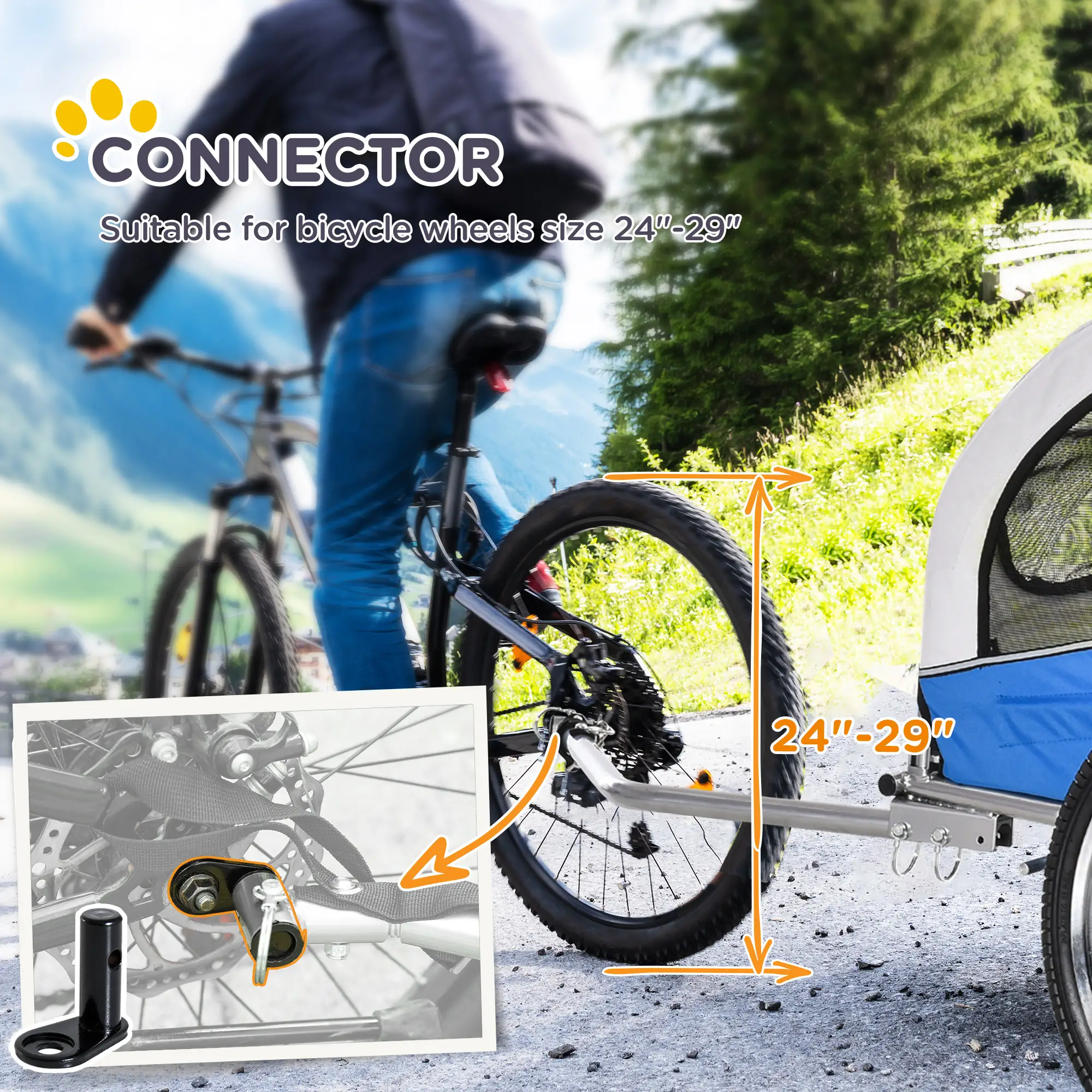 Dog Bike Trailer 2-In-1 Pet Stroller Cart Bicycle Wagon Cargo Carrier Attachment for Travel 