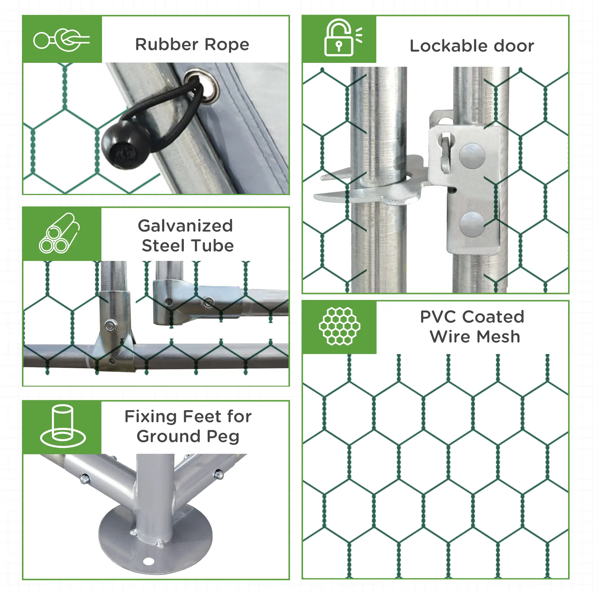 Galvanized Large Metal Chicken Coop Cage Walk-in Enclosure Poultry Hen Run House Playpen Rabbit Hutch with Cover