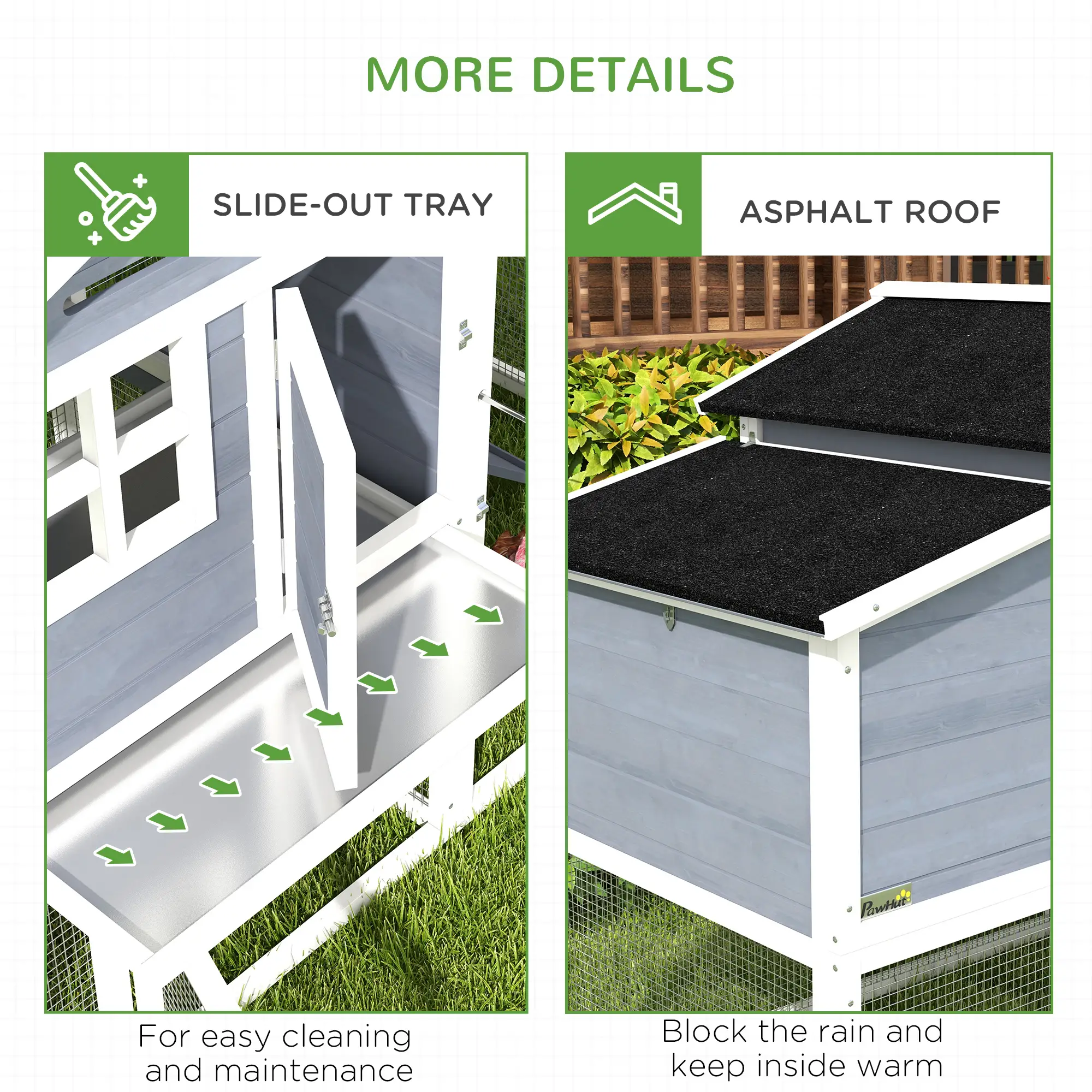76" Wooden Chicken Coop with Outdoor Run, Nesting Box, Removable Tray and Lockable Doors