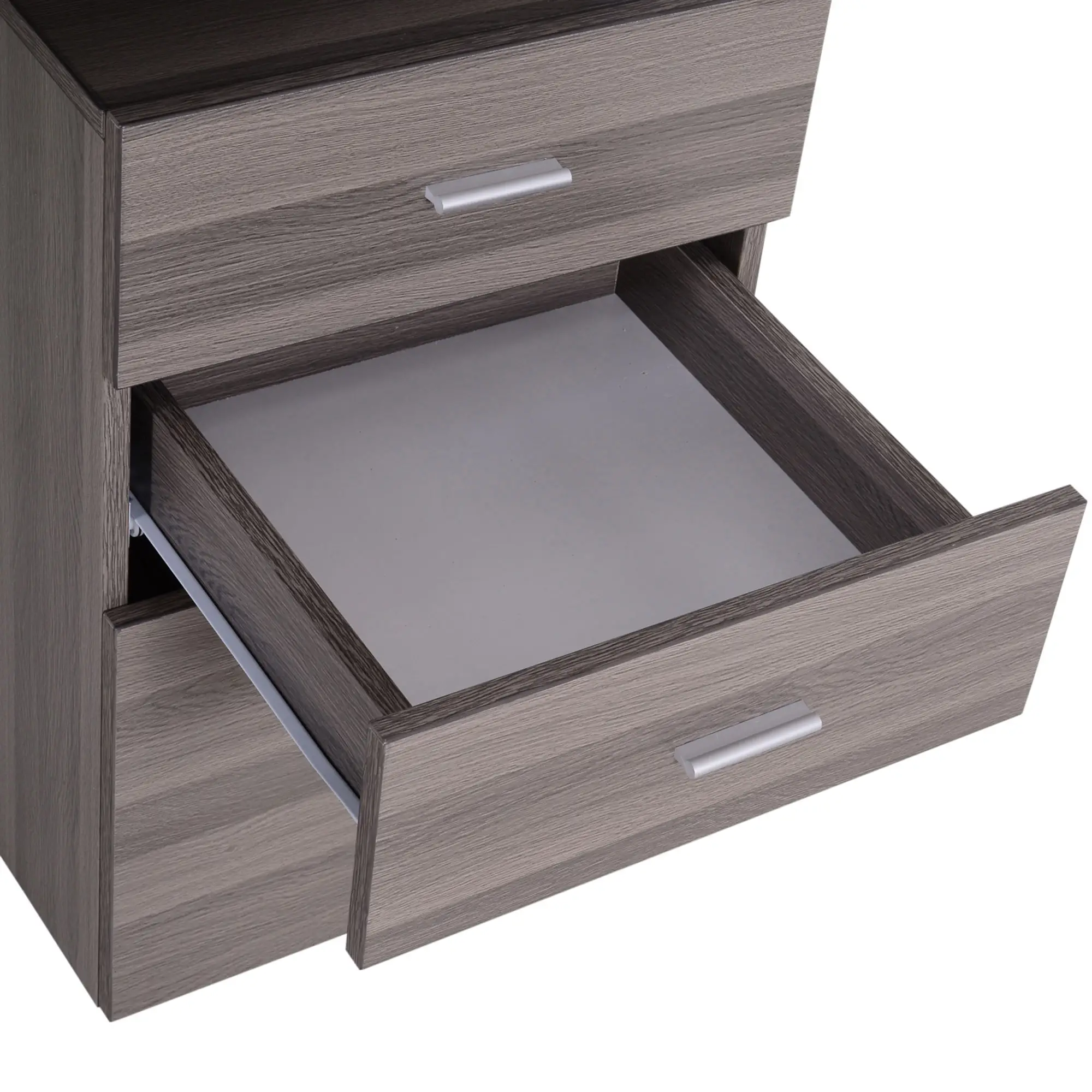 47" L Computer Desk Writing Table Workstation with Multi-Use Reversible File Drawers Metal Frame 