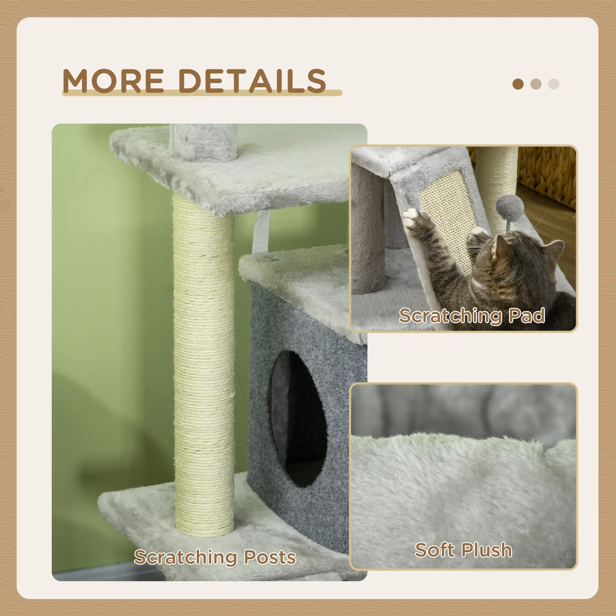 57.5" Cat Tree with Scratching Posts, Large Cat Tower for Indoor Cats with Bed, House, Toys