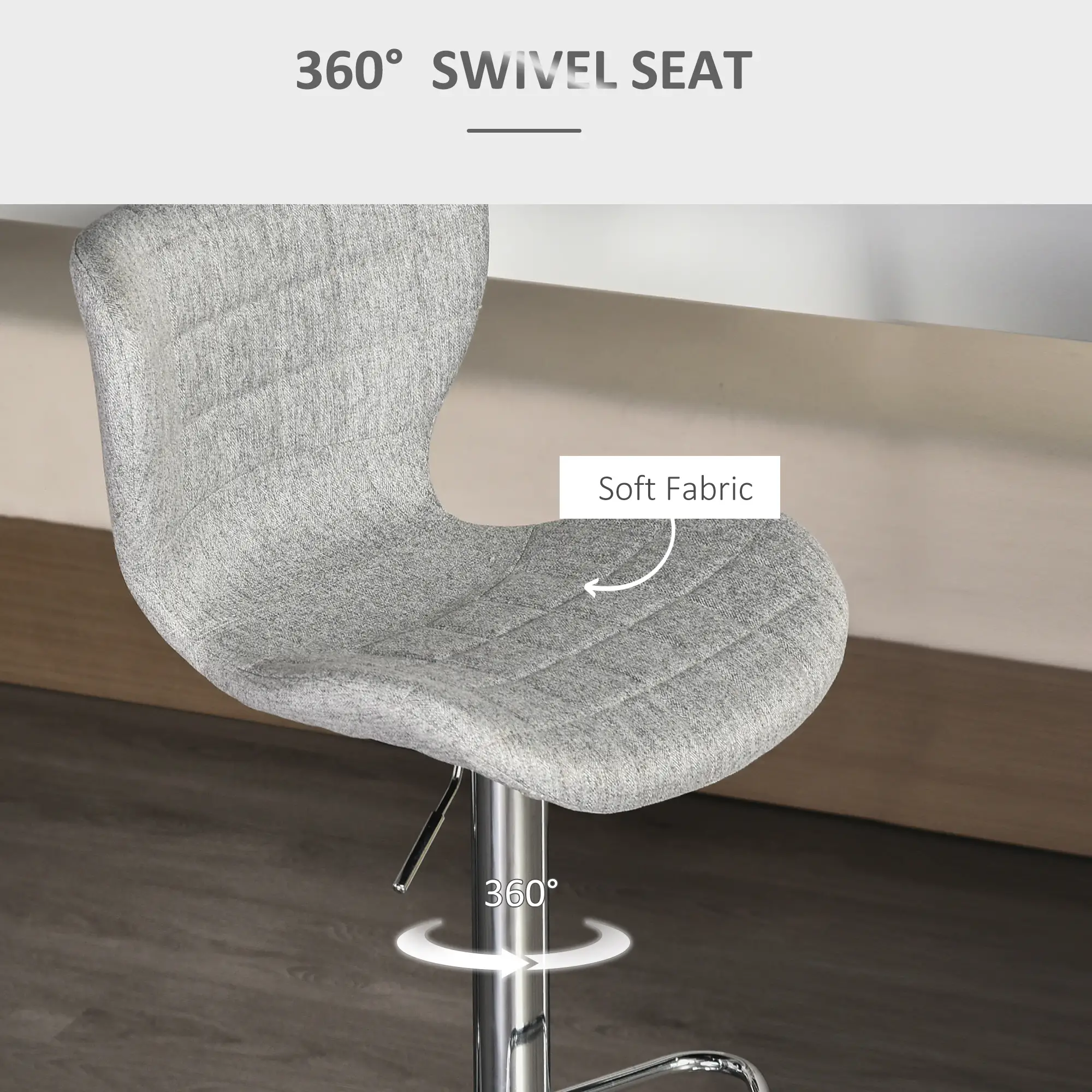 Counter Height Bar Stools Swivel Stool Height Adjustable Bar Chairs with Footrest, Set of 2 