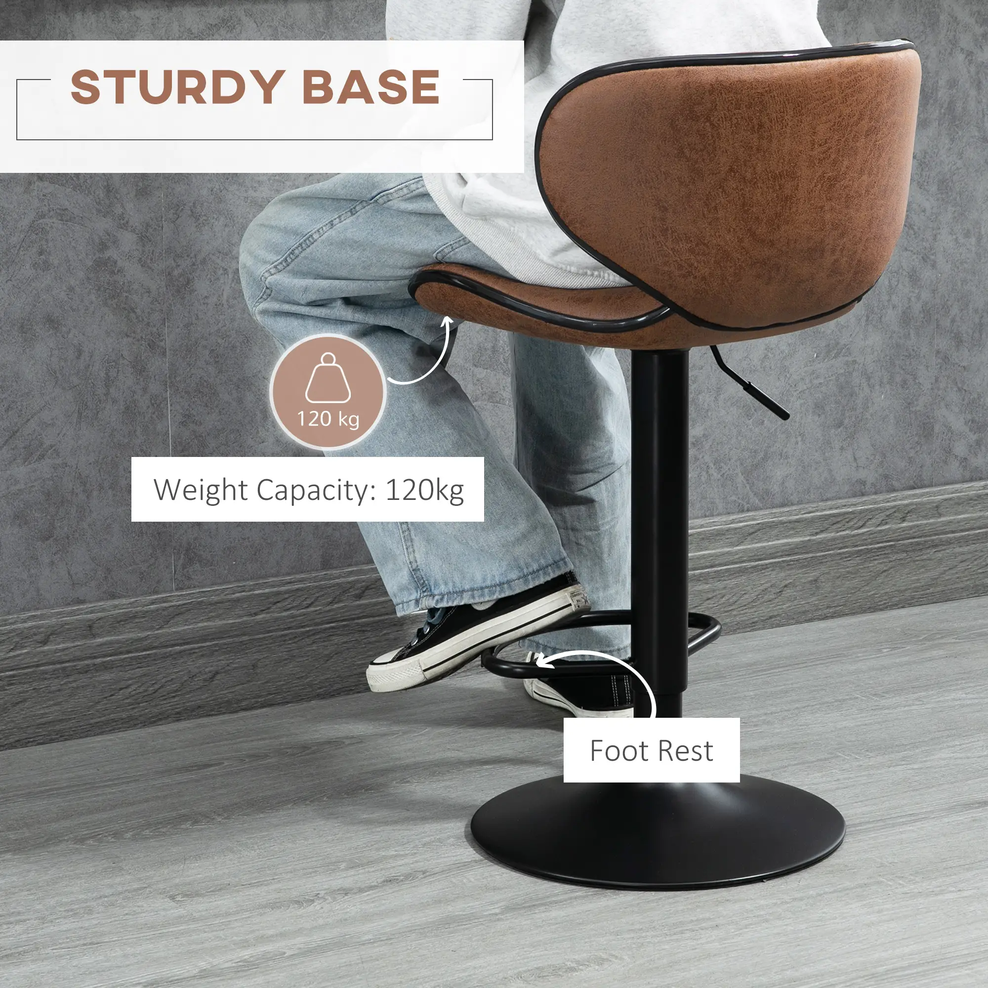 Set of 2 Microfiber Cloth Adjustable Bar Height Stools with Swivel Seat