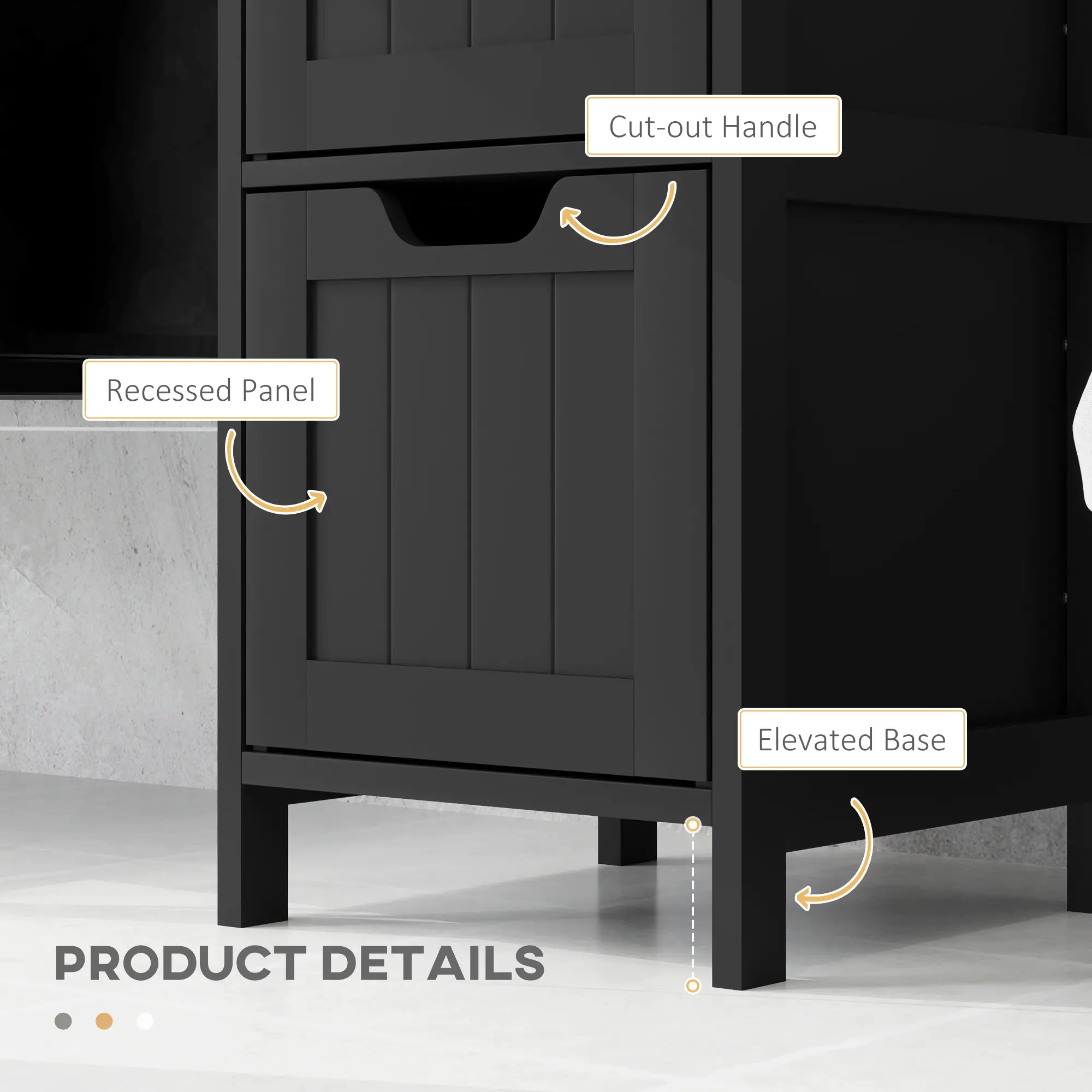 Narrow Bathroom Cabinet with 3 Drawers and 2 Tier Shelf, Tall Cupboard Freestanding Linen Tower