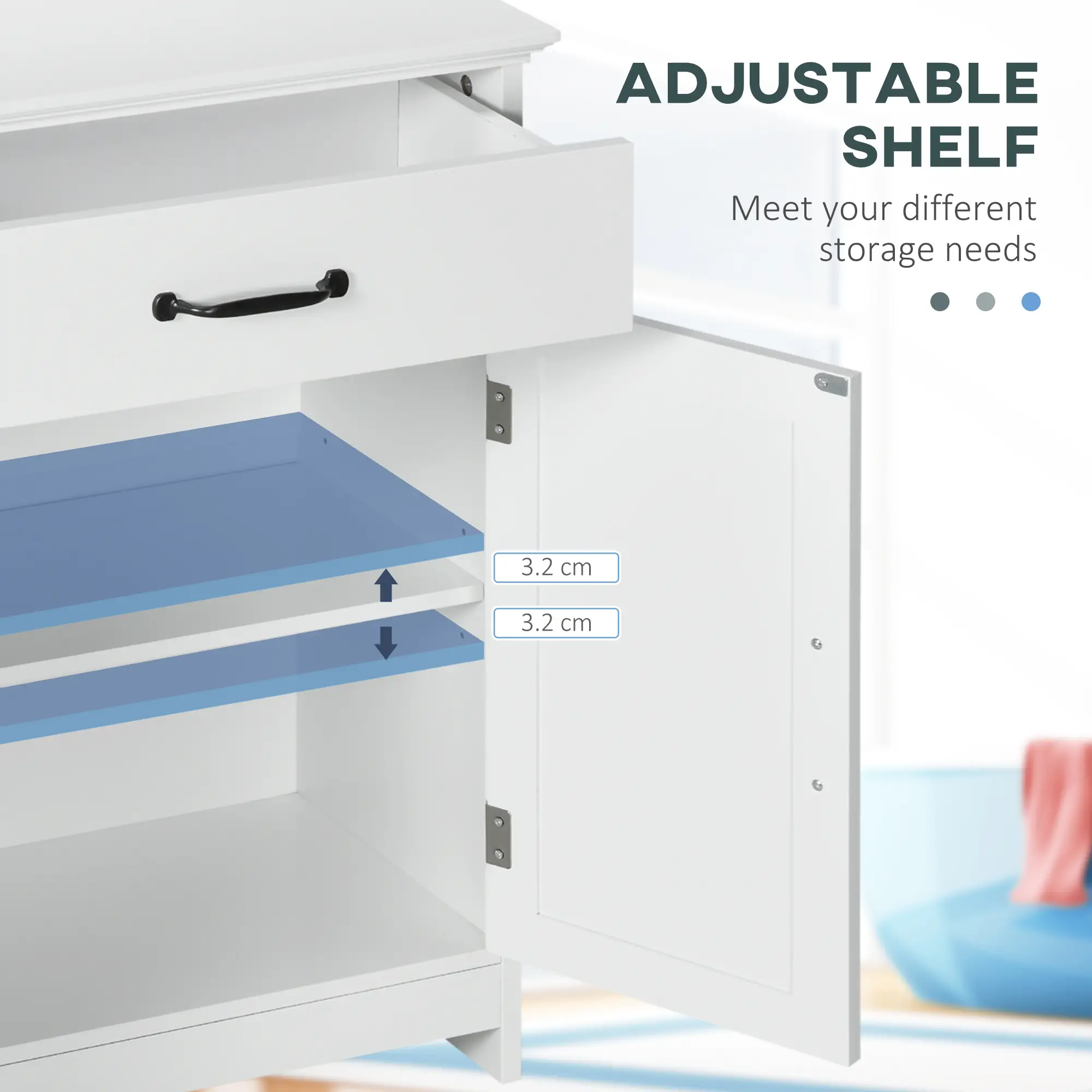 Bathroom Storage, Bathroom Cabinet with 2 Doors, Adjustable Shelves