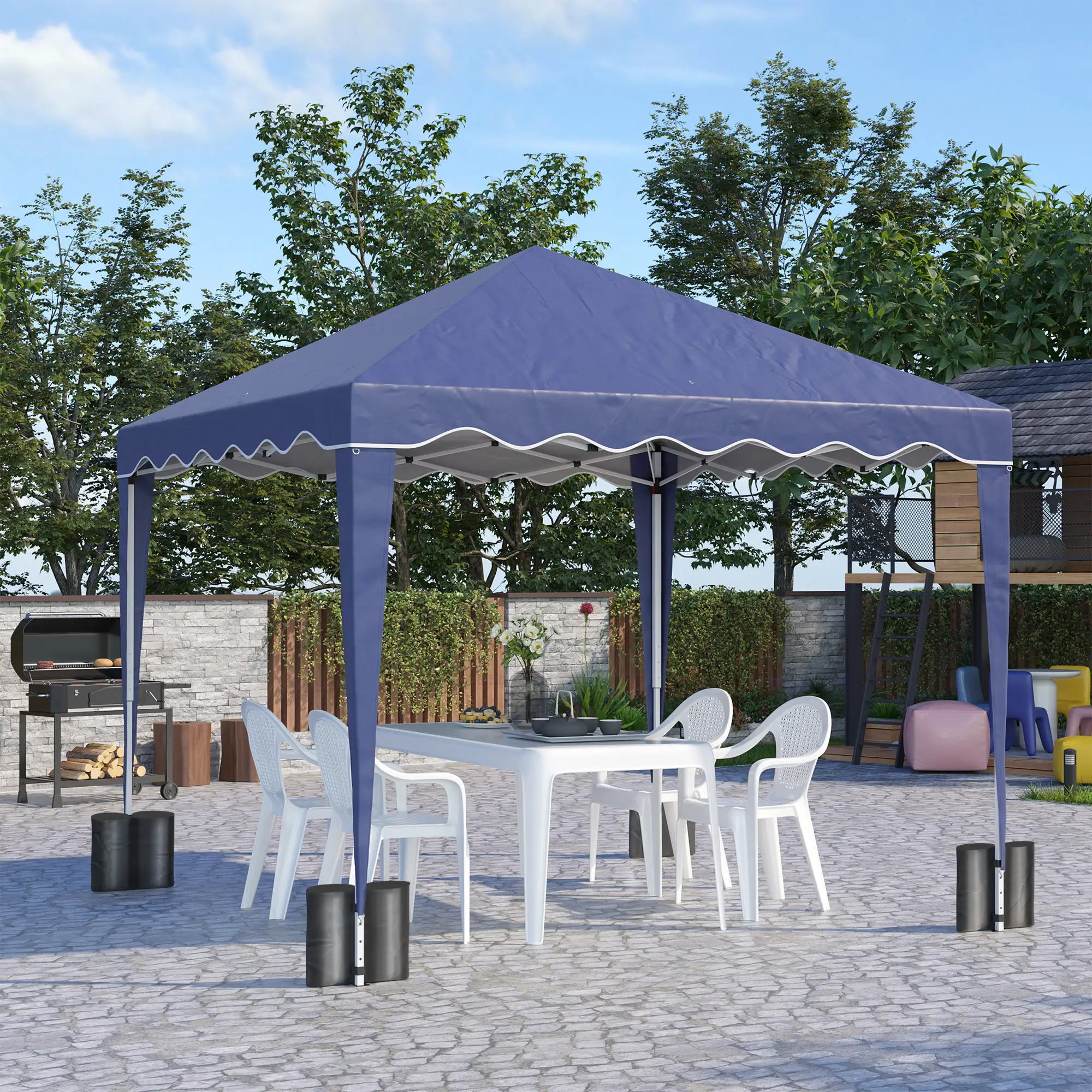 10' x 10' Pop Up Canopy Tent with Sand Bags, Instant Shelter with Adjustable Height and Carry Bag