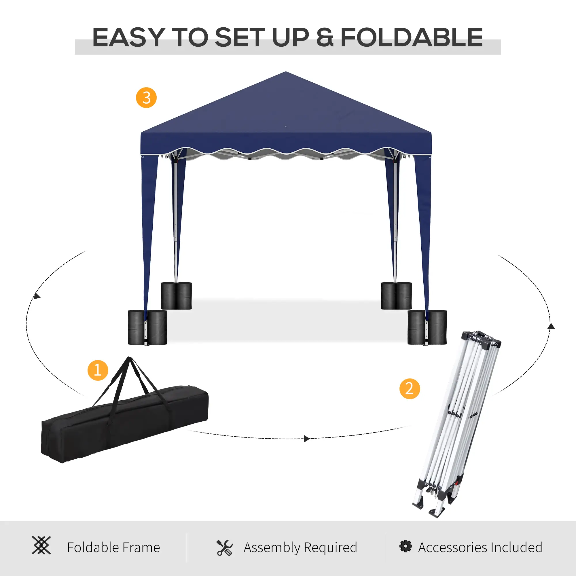 10' x 10' Pop Up Canopy Tent with Sand Bags, Instant Shelter with Adjustable Height and Carry Bag