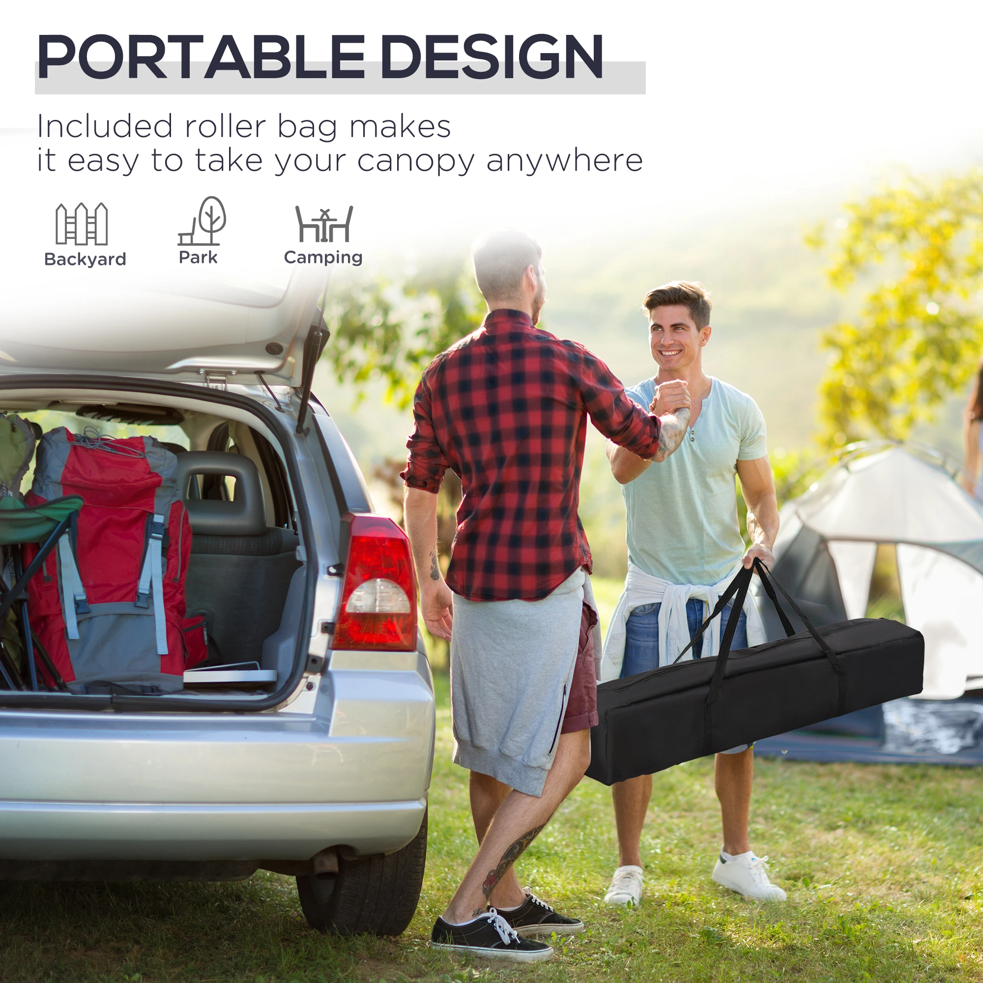 10' x 10' Pop Up Canopy Tent with Sand Bags, Instant Shelter with Adjustable Height and Carry Bag