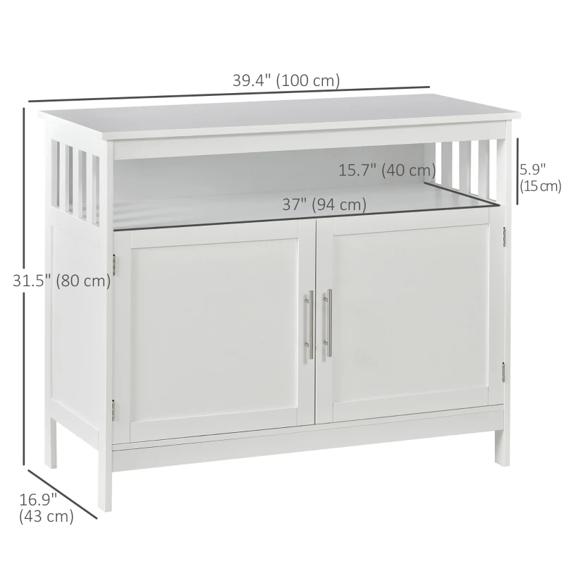 Wooden Console Table with Open Shelf and 2 layers Cabinet Kitchen Furniture