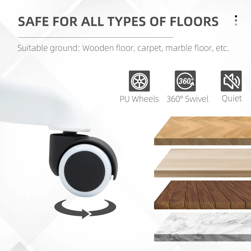 Armless Office Chair, Fluffy Computer Desk Chair with Adjustable Height, Swivel Wheels, Mid Back