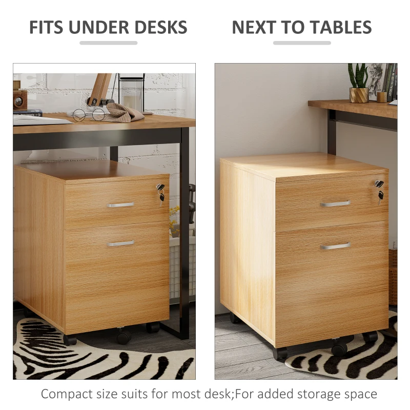 2 Drawer File Cabinet with Lock and Keys, Mobile Vertical Filing Cabinet with Wheels and Drawers