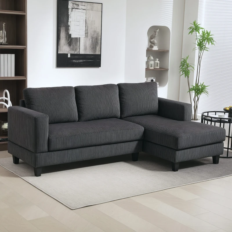 L Shaped Couch, L Shape Sofa with Chaise Lounge and Spring Cushion