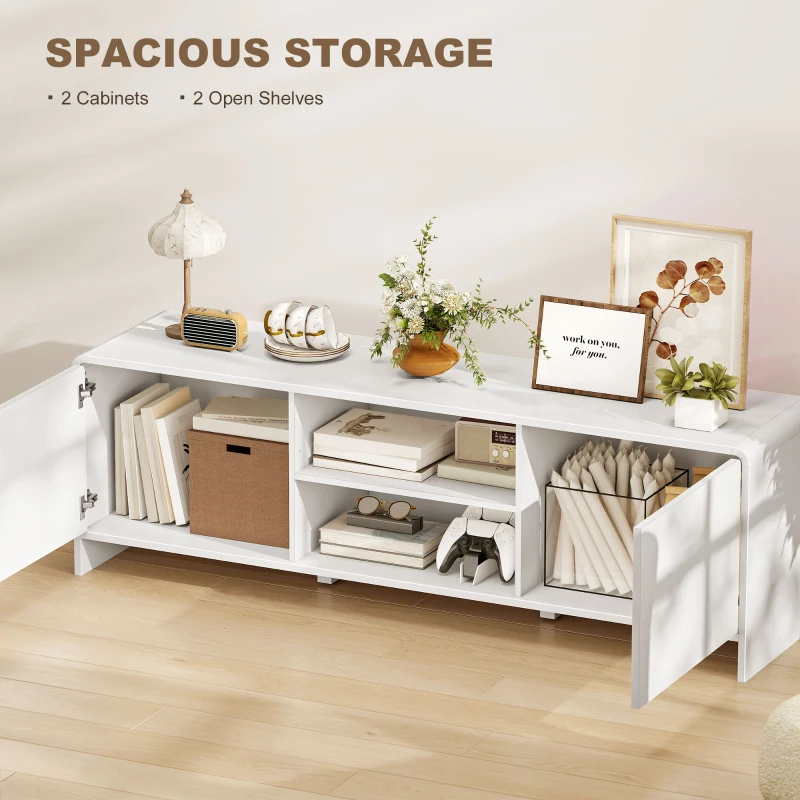 TV Stand for up to 65 Inch TV, Nordic Entertainment Center with 2 Cabinets and 2 Open Shelves