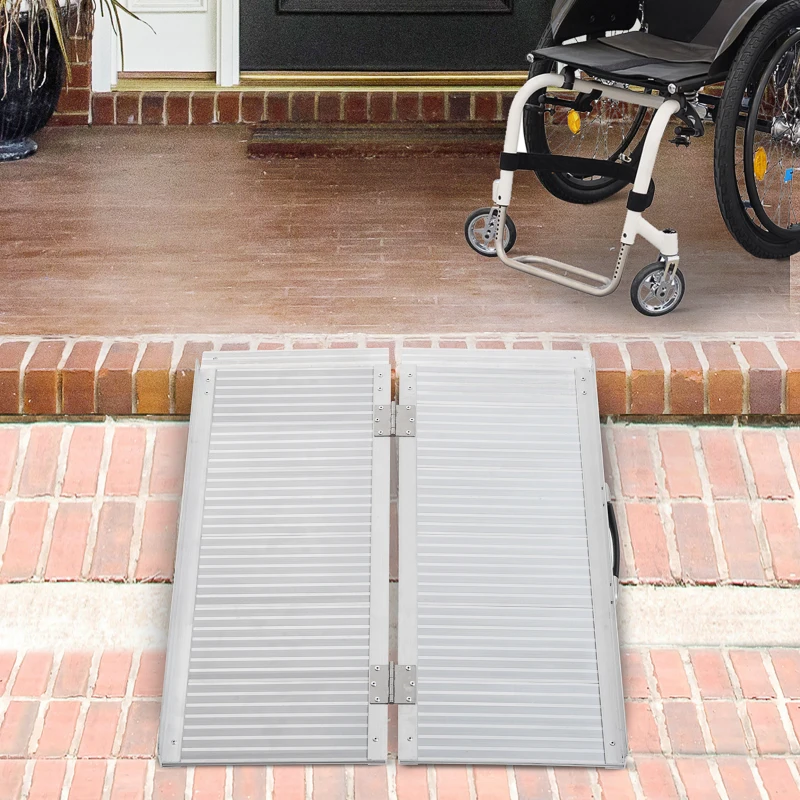 3ft Textured Aluminum Folding Wheelchair Ramp, Portable Threshold Ramp, for Scooter Steps Home Stairs Doorways