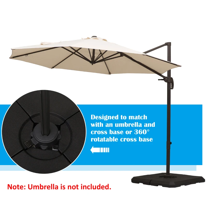 4 Pieces Umbrella Base Parasol Stand for Cantilever Umbrella Fill w/ Sand or Water 
