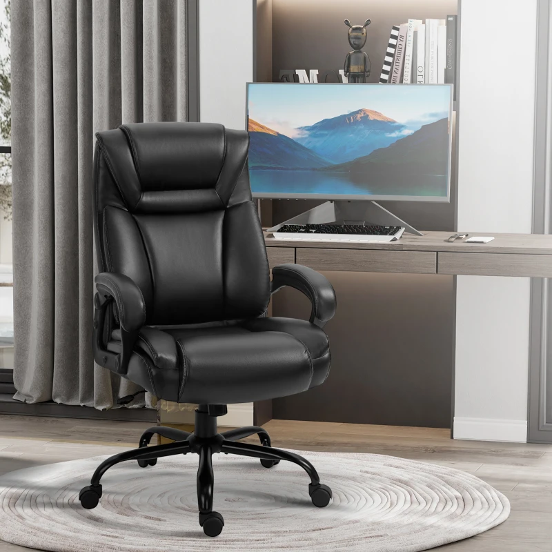 U Leather Executive Office Chair with High Back, Adjustable Height and Swivel Wheels