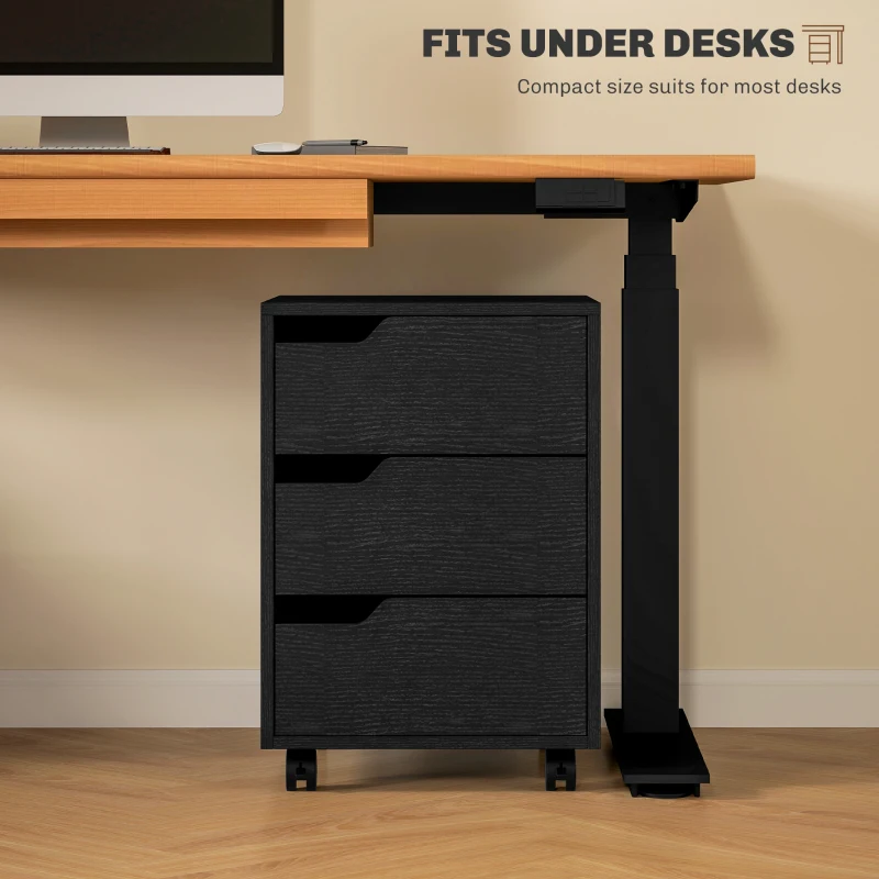 3 Drawer File Cabinet, Mobile Vertical Filing Cabinet with Wheels, Printer Stand with Storage