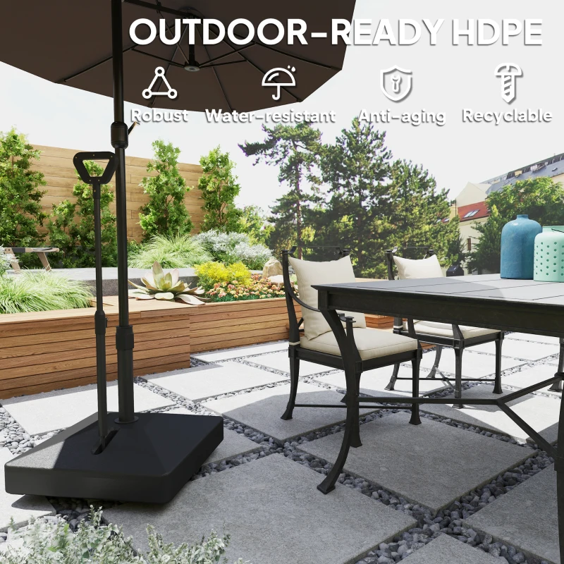 Patio Umbrella Base with Adjustable Wheels and Handle, Outdoor Patio Umbrella Stand, Filled Up to 121lbs with Stand, 99lbs with Water