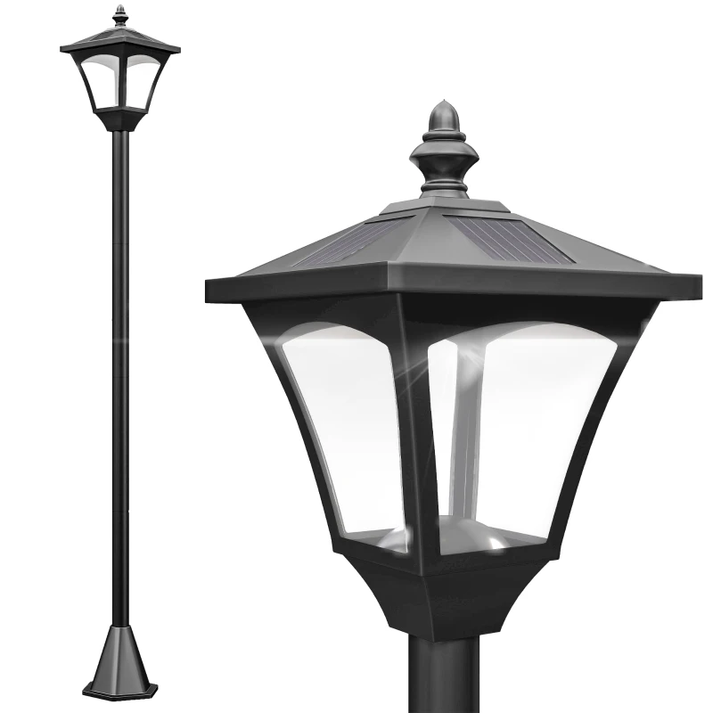 Single Solar Lamp Post Garden Solar-Powered LED Streetlight Style Outdoor Light Waterproof 5-6 Hours with Base
