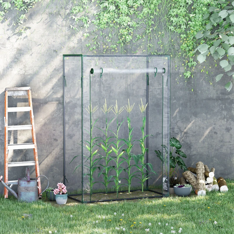 40"L x 20"W x 59"H Walk-in Garden Greenhouse with Steel Frame Outdoor Hot House Tomato Plant Warm House w/ Roll up Door, Plastic Cover,