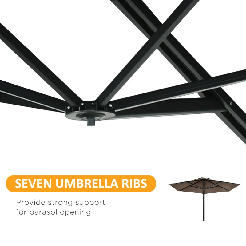  8 ft Wall Mounted Umbrella with 180° Rotatable Canopy, Patio Wall Parasol 