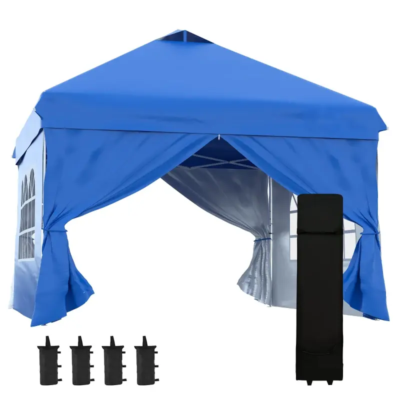  10' x 10' Pop Up Canopy Tent, Instant Sun Shelter, Tents for Parties, with Wheeled Carry Bag