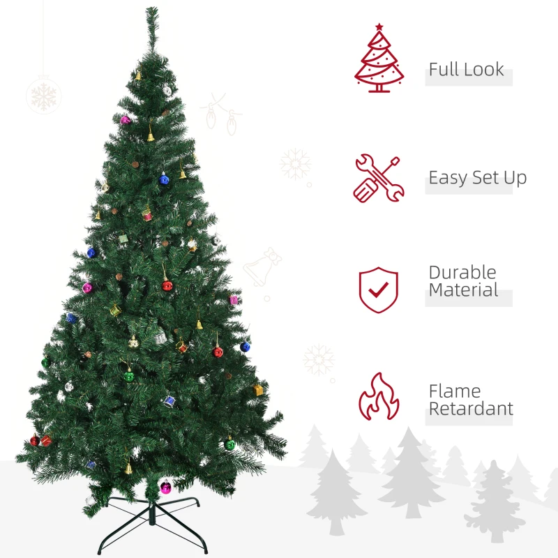 7ft Green Christmas Tree Artificial Xmas Holidays Party with Decoration Ornament