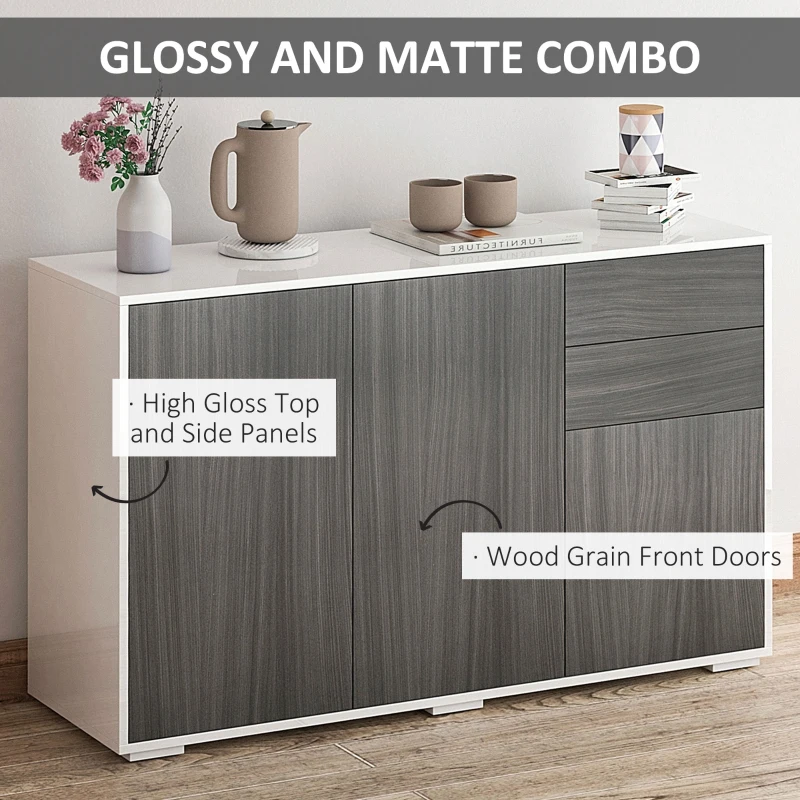 Kitchen Sideboard Storage Cabinet, Modern Coffee Bar with Push-Open Design and 2 Drawers