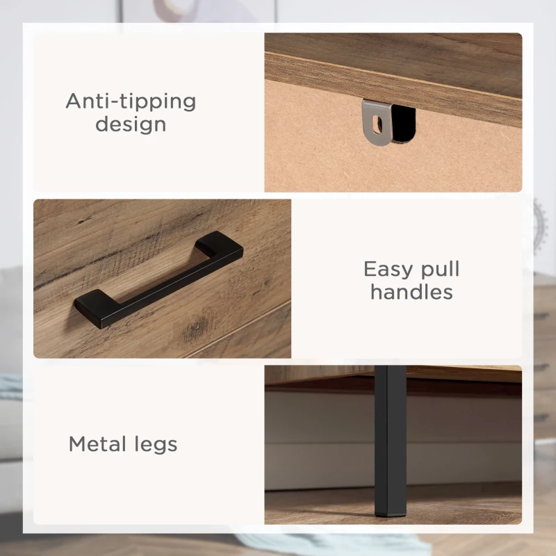 Dresser for Bedroom with 4 Drawers, Chest of Drawers with Metal Frame and Handles