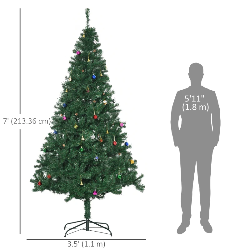 7ft Green Christmas Tree Artificial Xmas Holidays Party with Decoration Ornament
