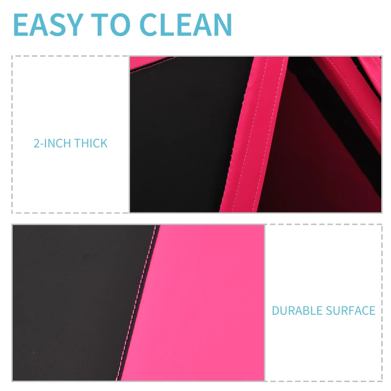 4'x10'x2" Folding Gymnastics Tumbling Mat, Exercise Mat with Carrying Handles. Pink and Black