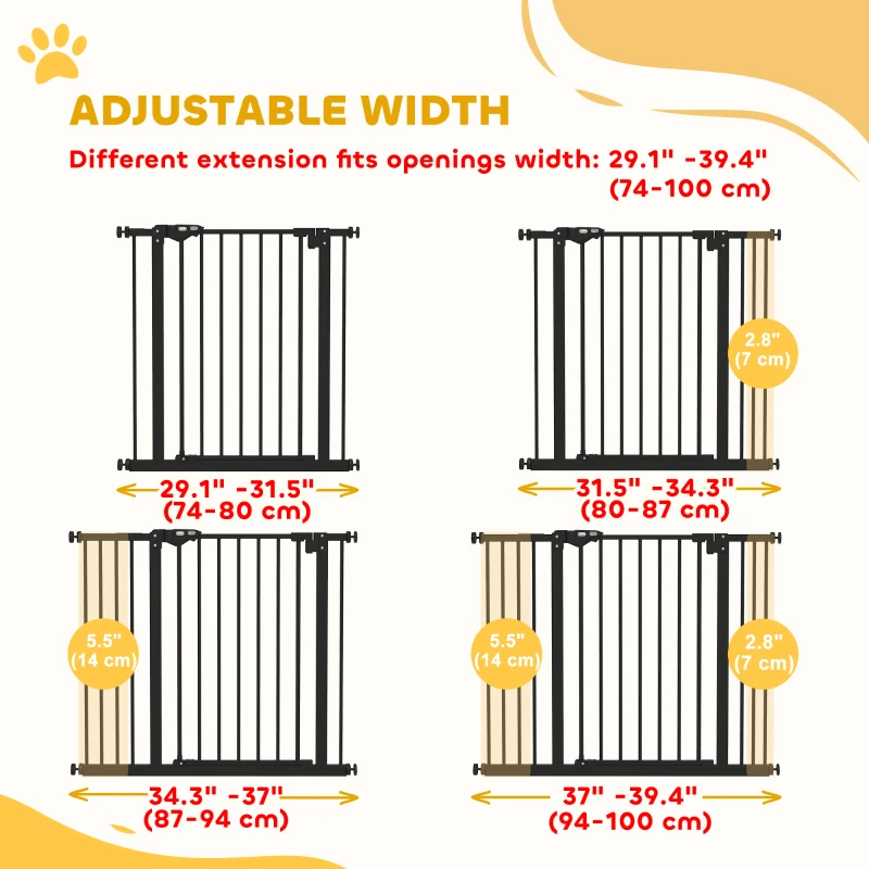 30 Inch Tall Pet Gate with Door Dog Gate and Barrier Indoor for Stairs Includes 2.8", 5.5" Extensions Kit