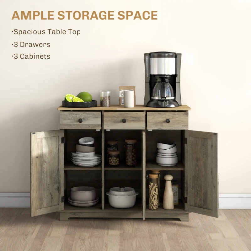 Modern Sideboard, Buffet Cabinet with Storage Cabinets, Drawers and Adjustable Shelves 