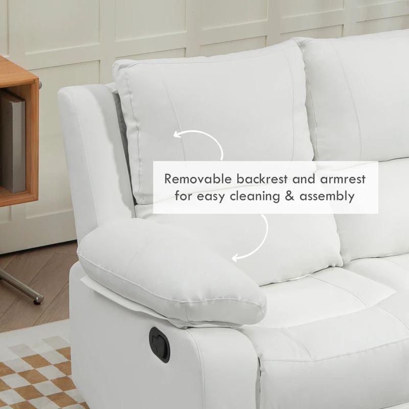 PU Leather Manual Recliner Sofa, Double Reclining Loveseat with Pullback Control Footrest