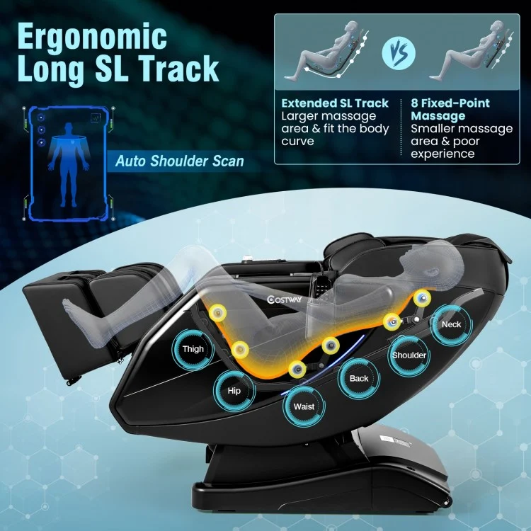 4D Full Body Zero Gravity Massage Recliner with Airbags Heater and Foot Rollers