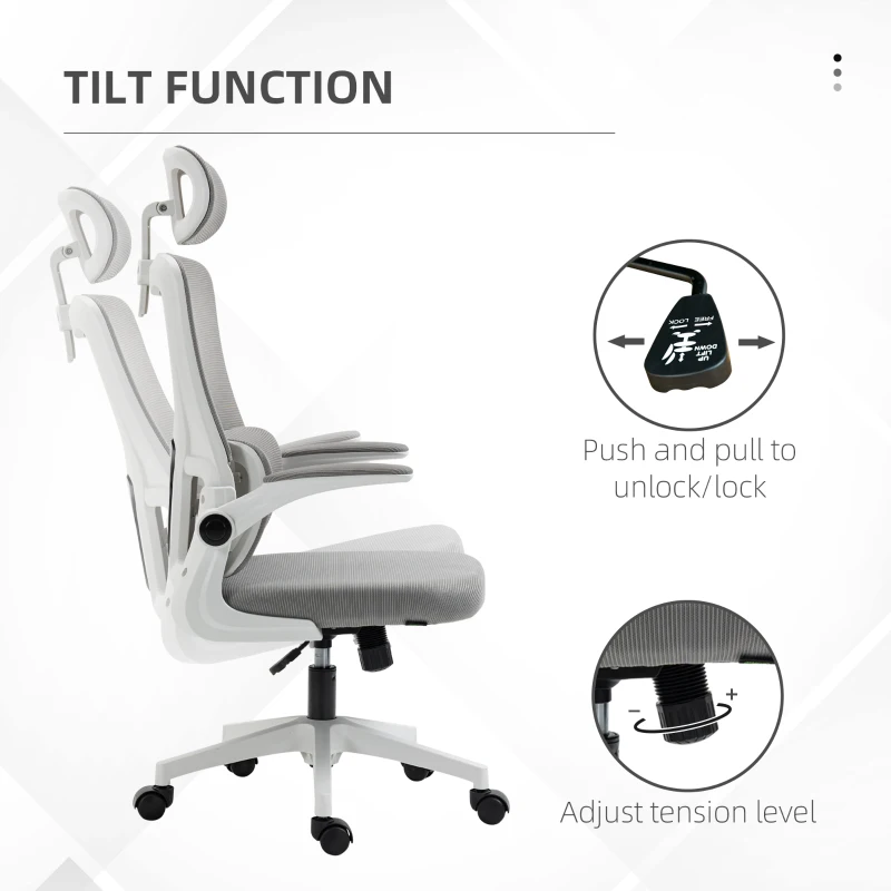 Ergonomic Office Chair with Auto-Adaptive Lumbar Support, High Back Desk Chair with Adjustable Headrest & Height, Rotatable Arm