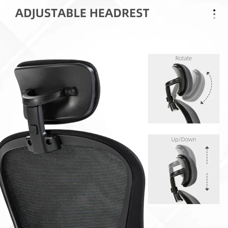 Office Chair, Mesh Computer Desk Chair with Adjustable Headrest, 4D Lumbar Support, Flip-up Arm