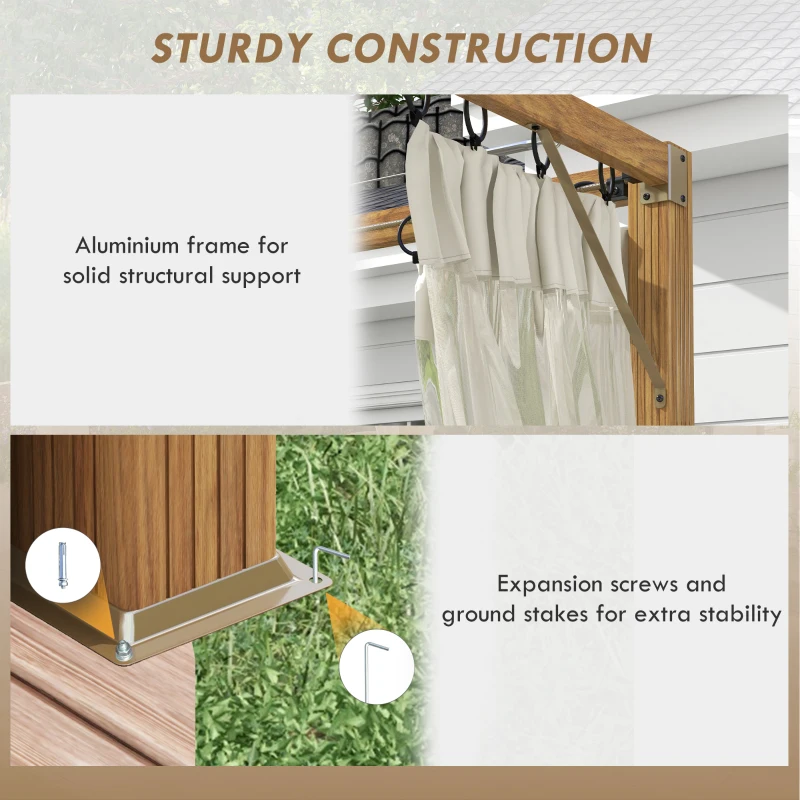 10 x 10 ft Retractable Pergola, Garden Gazebo Shelter with Nettings for Grill, Patio, Deck