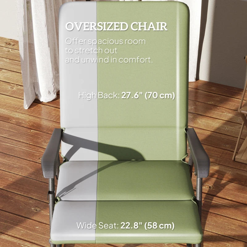 Folding Rocking Chair Set, Oversized Outdoor Rocking Chair with 400 lbs Capacity, Wide Seat, Padded High Back