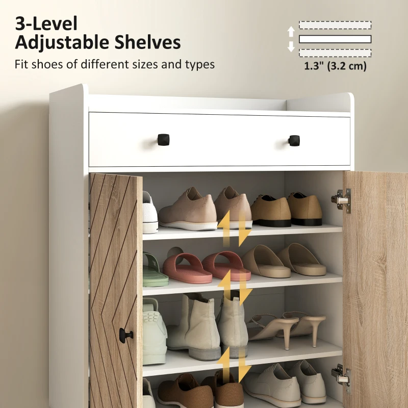  Shoe Cabinet for Entryway, Modern Shoe Storage Cabinet with Adjustable Shelves and Drawer for 12 Pairs