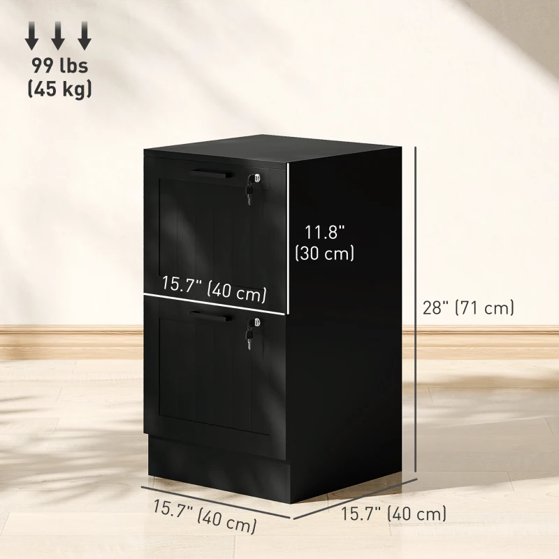 2 Drawer Filing Cabinet with Lock, Office Storage Cabinet with Adjustable Hanging Bars for A4 Letter Size Files