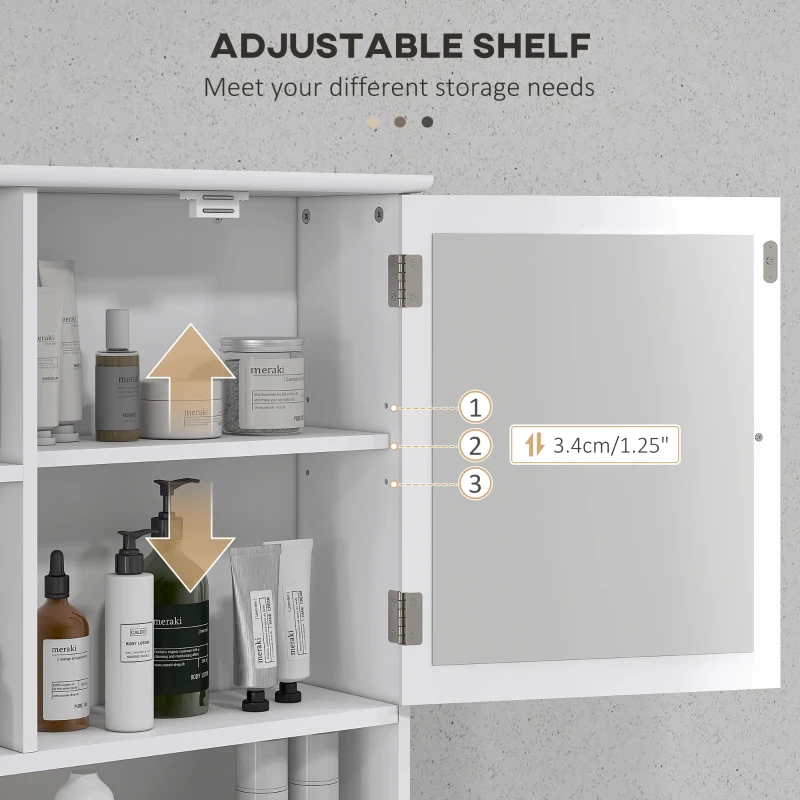 Wall-Mounted Medicine Cabinet, Bathroom Mirror Cabinet with Doors and Storage Shelves