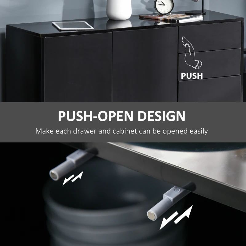 Storage Cabinet, Modern Coffee Bar with Push-Open Design and 2 Drawers