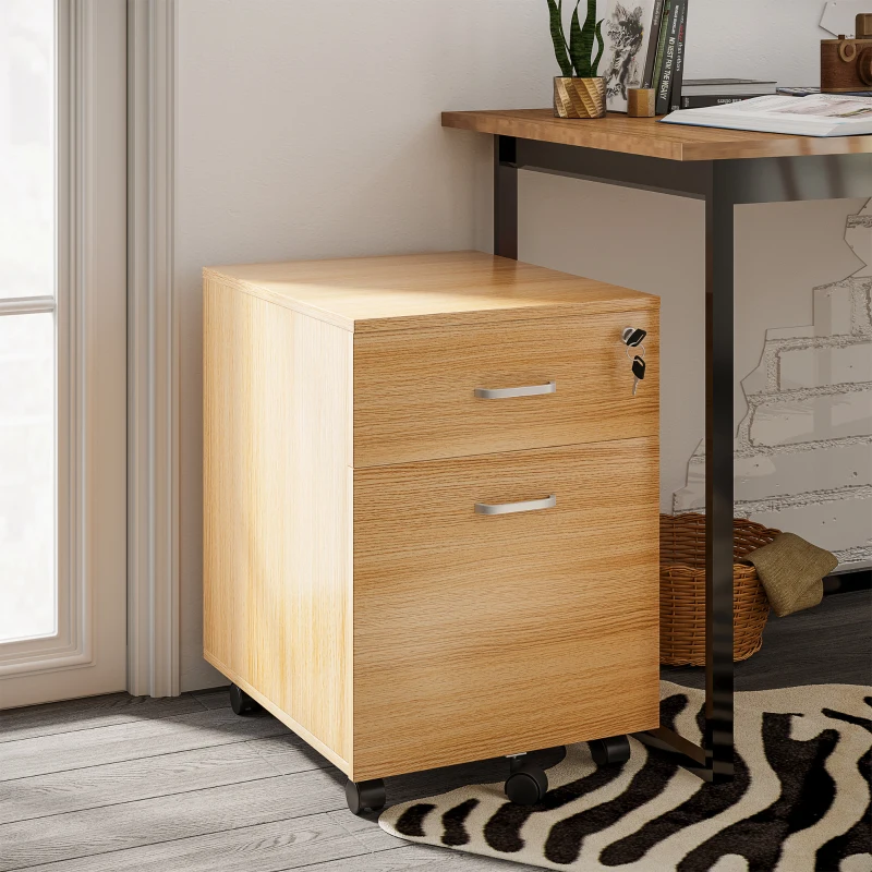 2 Drawer File Cabinet with Lock and Keys, Mobile Vertical Filing Cabinet with Wheels and Drawers