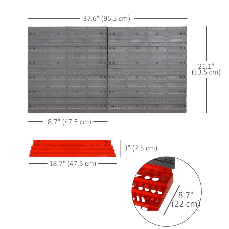 54 Piece Plastic Pegboard Panels, Peg Board with Accessories, Wall Mounted DIY Garage Storage with 50 Hooks