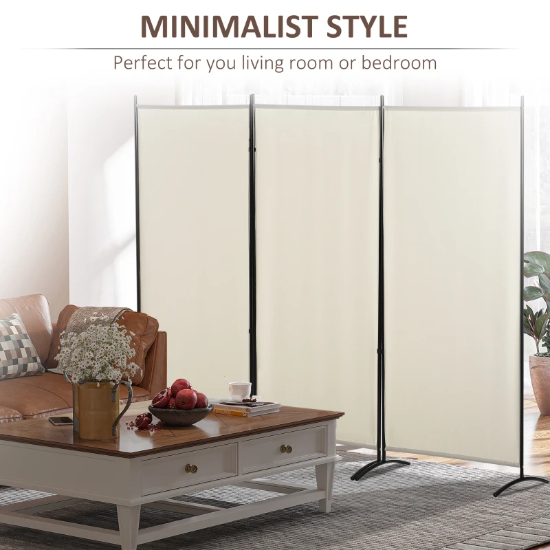 6' 3 Panel Room Divider, Double Hinged Folding Wall Divider, Indoor Privacy Screen