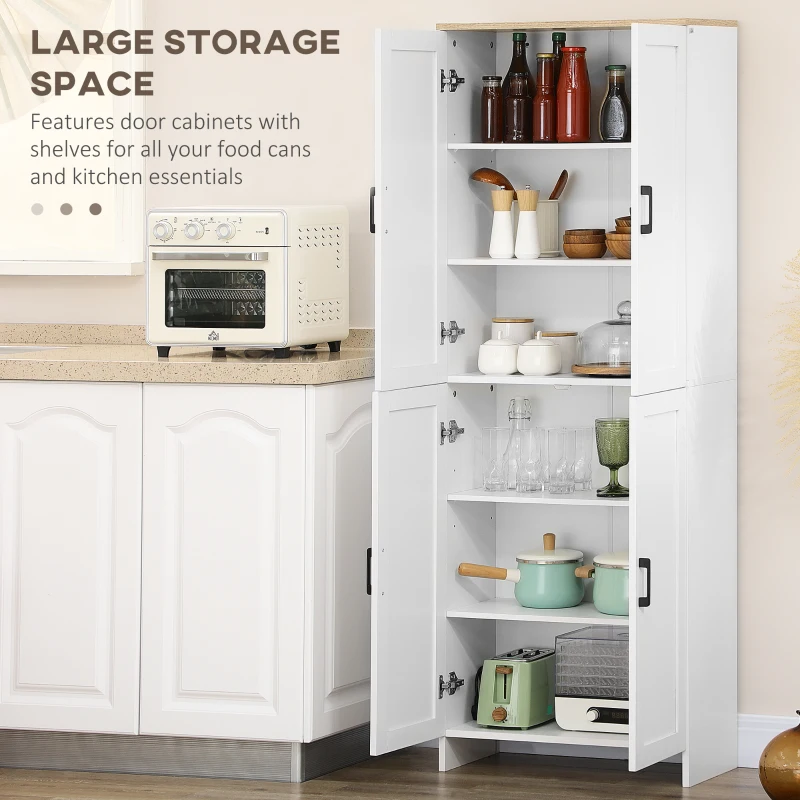  67" 4-Door Kitchen Pantry Cabinet, Freestanding Storage Cabinet Cupboard with Adjustable Shelves